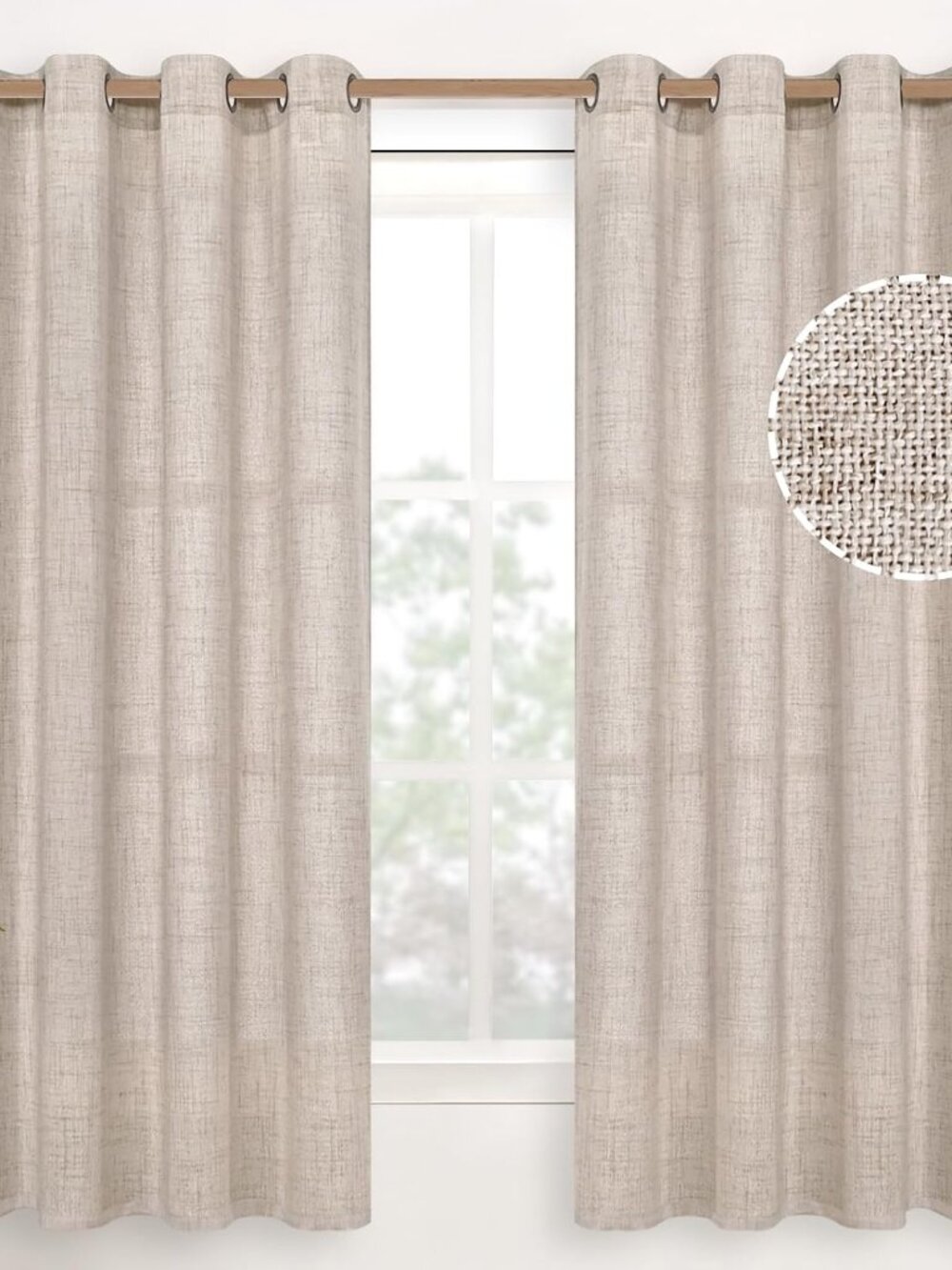 Linen Semi Sheer Curtains 63 Inch Length, Light Filtering Drapes
